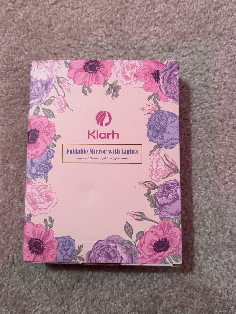 Amazon Klarh Pink and Purple Floral Foldable Lighted Makeup Mirror